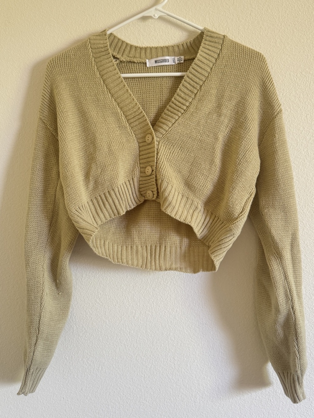 Missguided khaki cropped cardigan US 2/4